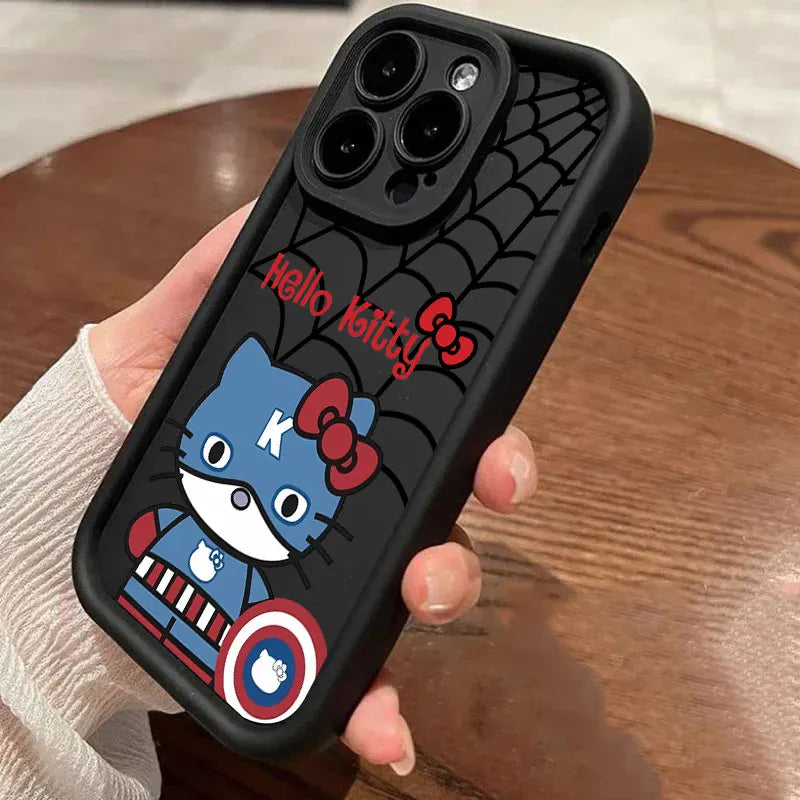 Hello Kitty Spiderman Marvel Phone Case for iPhone 16 Cases iPhone 15 14 13 12 Mini 11 Pro Max 16 Plus XS 15Pro Shockproof Cover