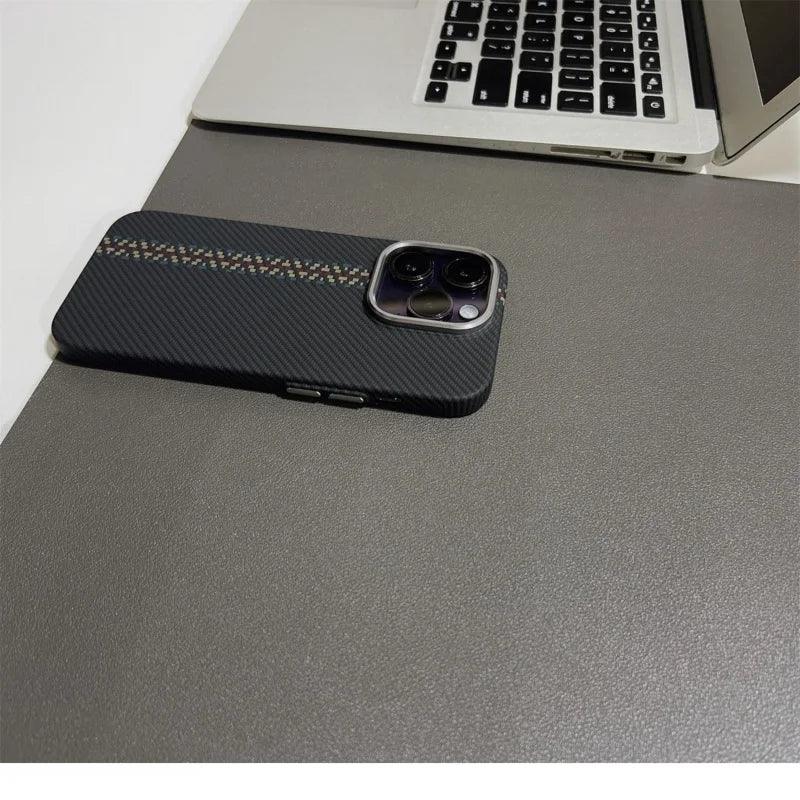 Geometric Carbon Fiber Texture 3D Relief Magsafe Phone Case for iPhone - IDefend