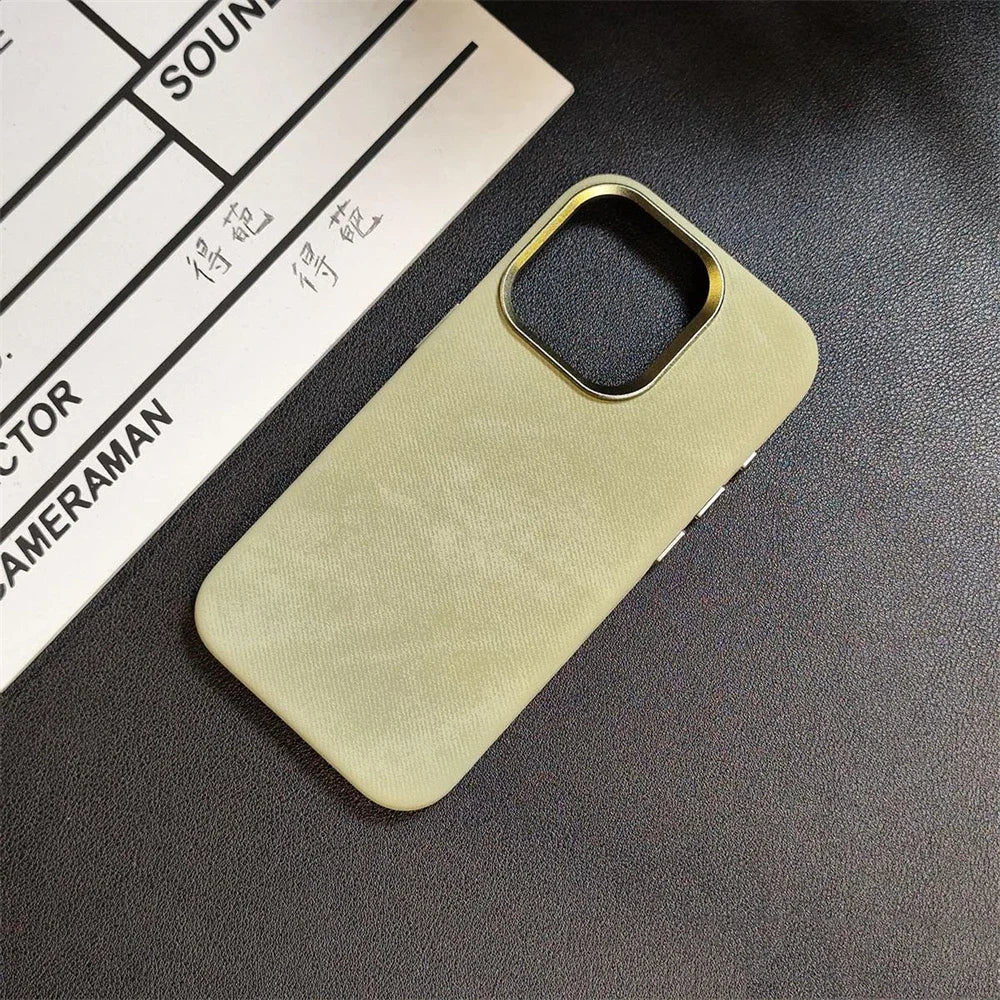 Luxury For MagSafe Fiber Leather Case For iPhone - IDefend