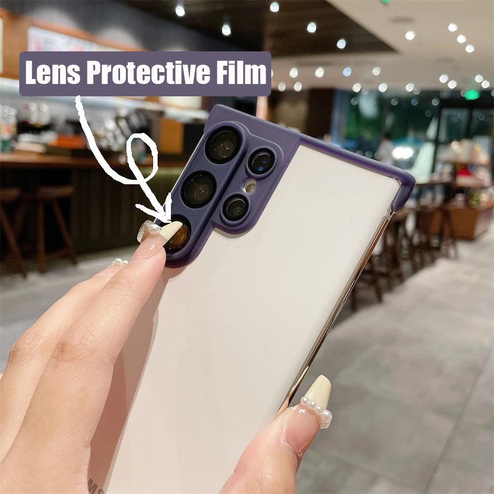 Luxury Camera Lens Glass Film Protection Four Corner Air Cushion Case for Samsung - IDefend