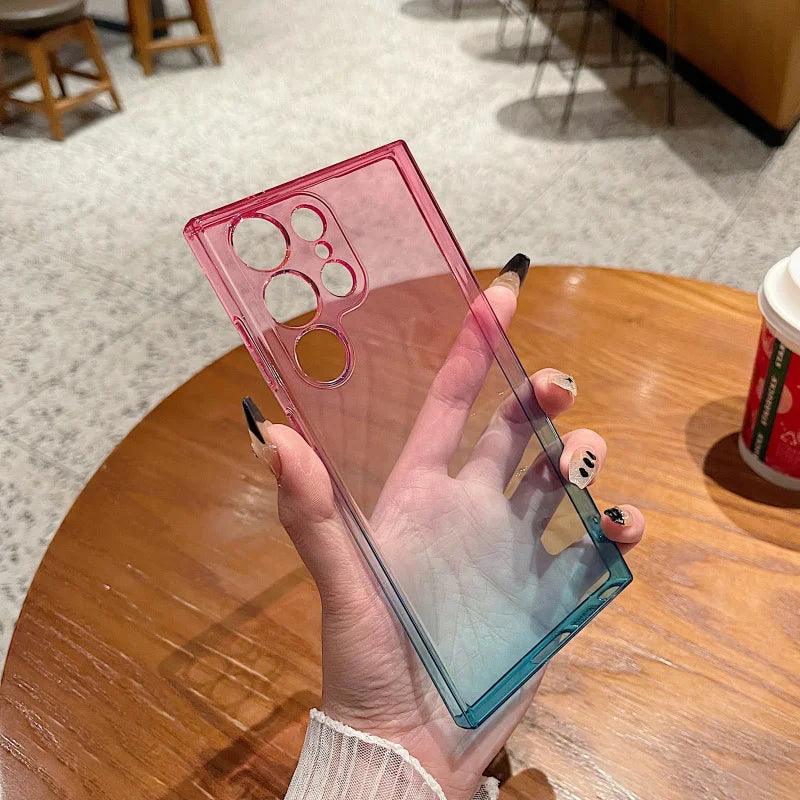 Luxury Square Gradient Color Soft Silicone Phone Case For Samsung - IDefend