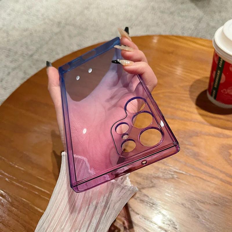 Luxury Square Gradient Color Soft Silicone Phone Case For Samsung - IDefend