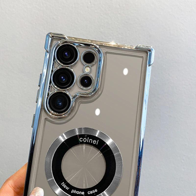 Plating Transparent Magnetic Wireless Charging Case For Samsung - IDefend