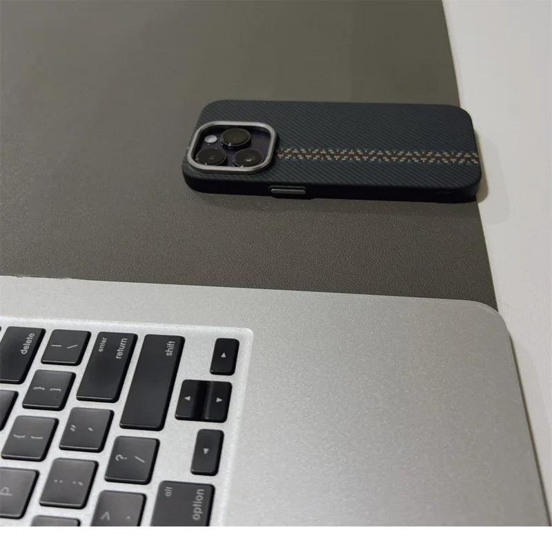 Geometric Carbon Fiber Texture 3D Relief Magsafe Phone Case for iPhone - IDefend