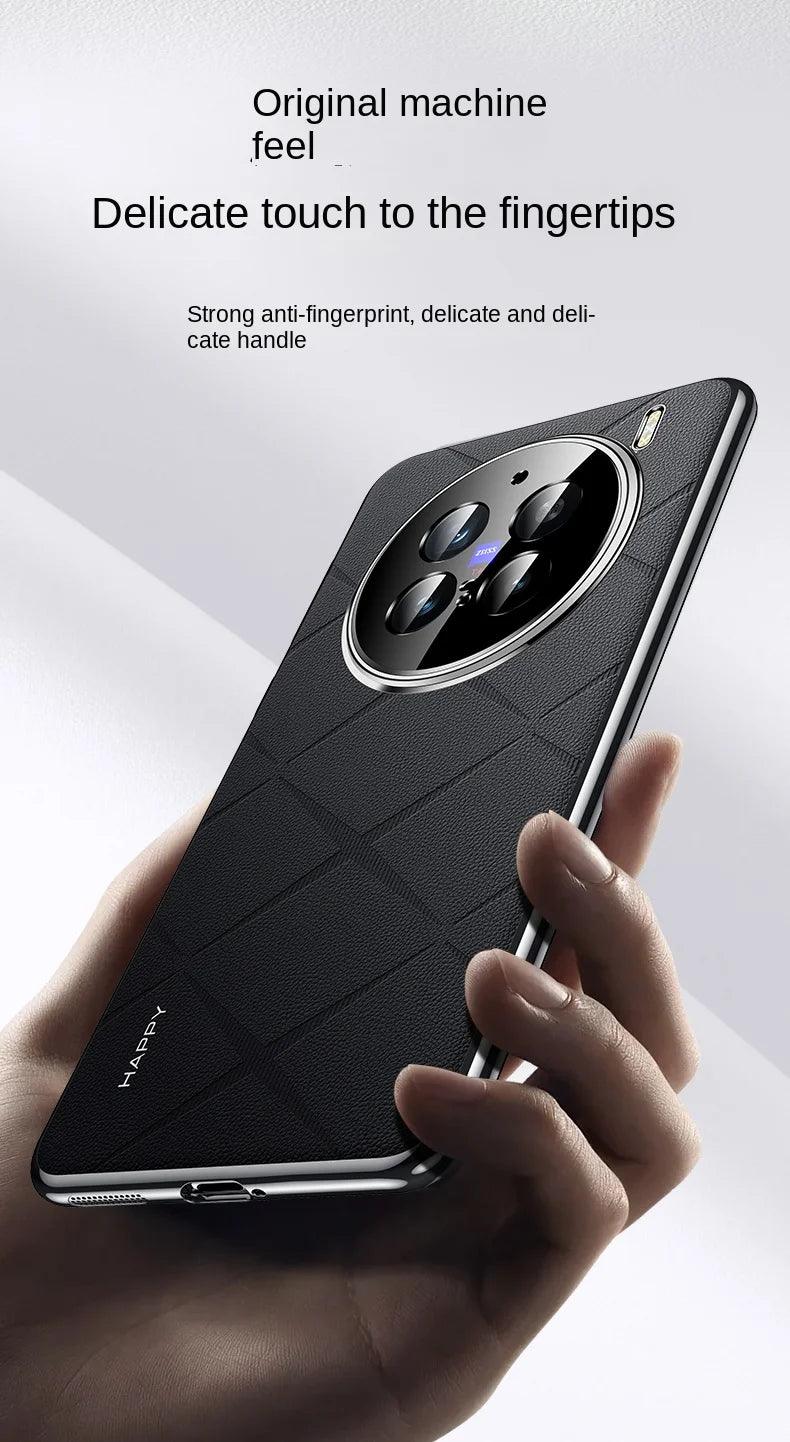 For VIVO X200 Pro Case Luxury Vegan Leather Lens Protective Back Case For VIVO - IDefend