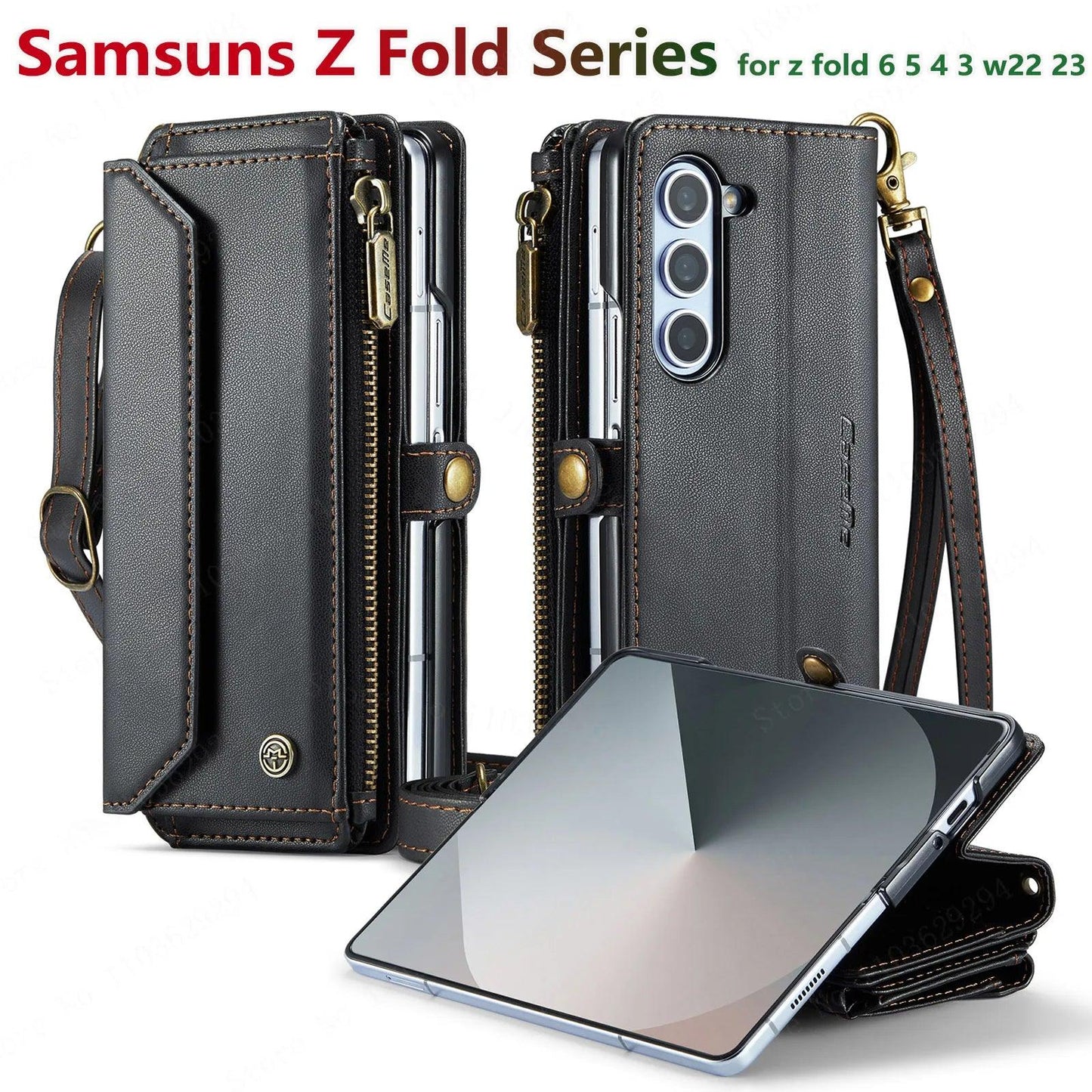 Leather Mobile Phone Case,Card Holder,Crossbody,Protective Cover,Suitable for Samsung Galaxy Z Fold - IDefend