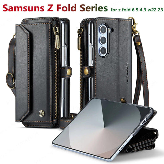 Leather Mobile Phone Case,Card Holder,Crossbody,Protective Cover,Suitable for Samsung Galaxy Z Fold - IDefend