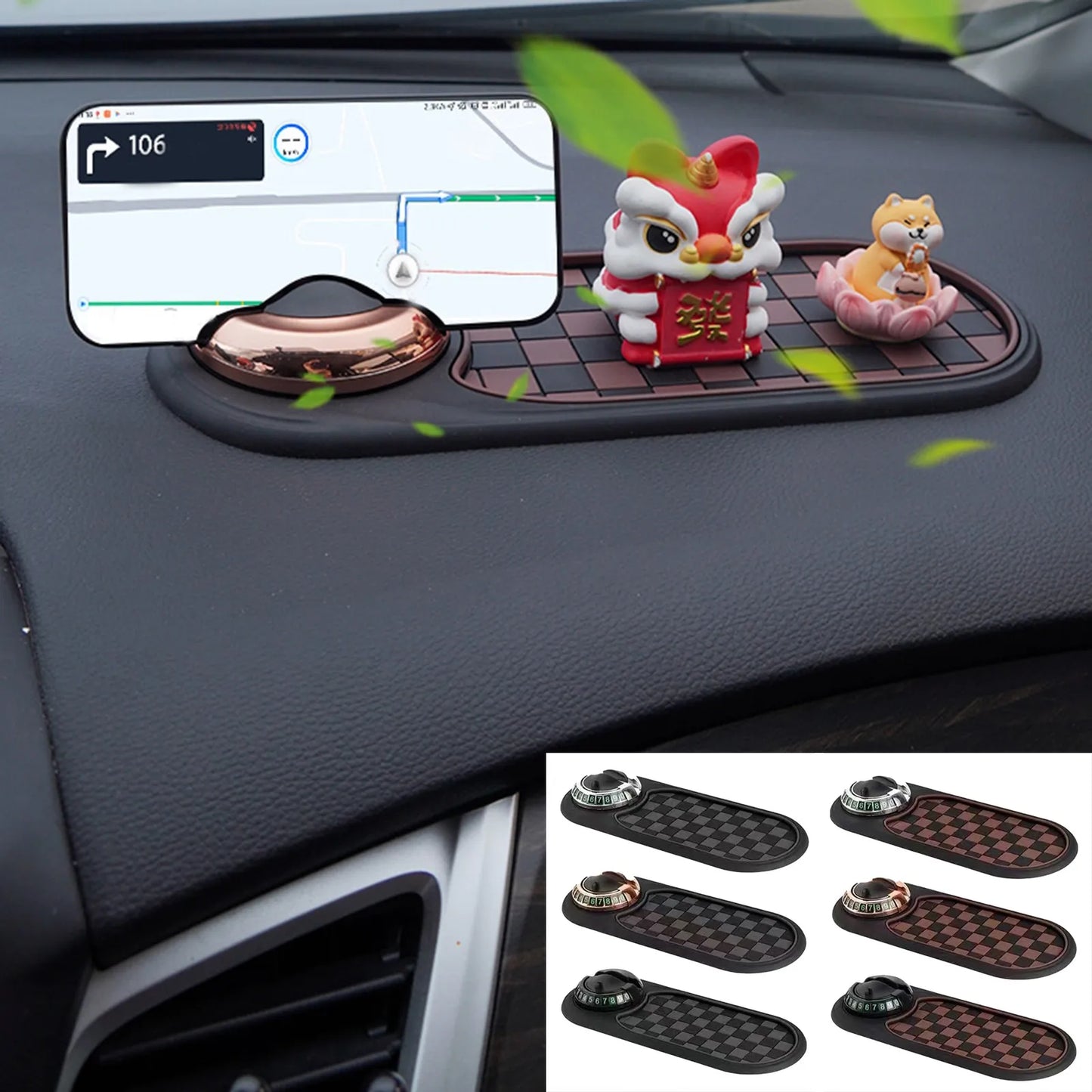 Car Anti-slip Mat Phone Holder 360-degree Rotation Car Dashboard Mat with Phone Holder for Anti-slip Wear Resistant for Safe