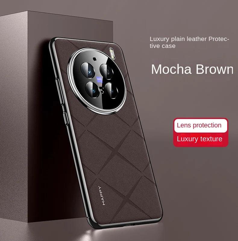 For VIVO X200 Pro Case Luxury Vegan Leather Lens Protective Back Case For VIVO - IDefend