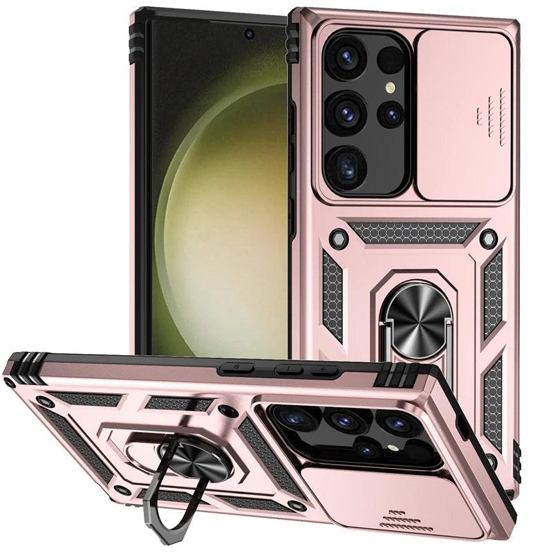 Samsung Galaxy S24 Ultra Case Slide Camera Magnetic Stand Ring Phone Case - IDefend