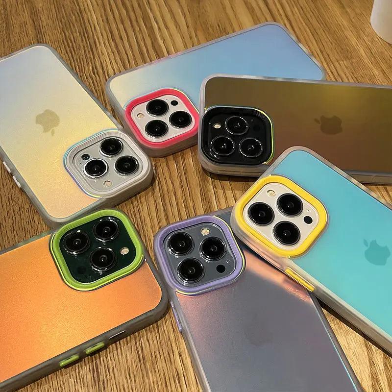 Luxury Matte Gradient Laser Case For iPhone 11 12 13 14 15 Pro Max Shockproof Case For iPhone 15 14 Plus Phone Cover Accessories - IDefend