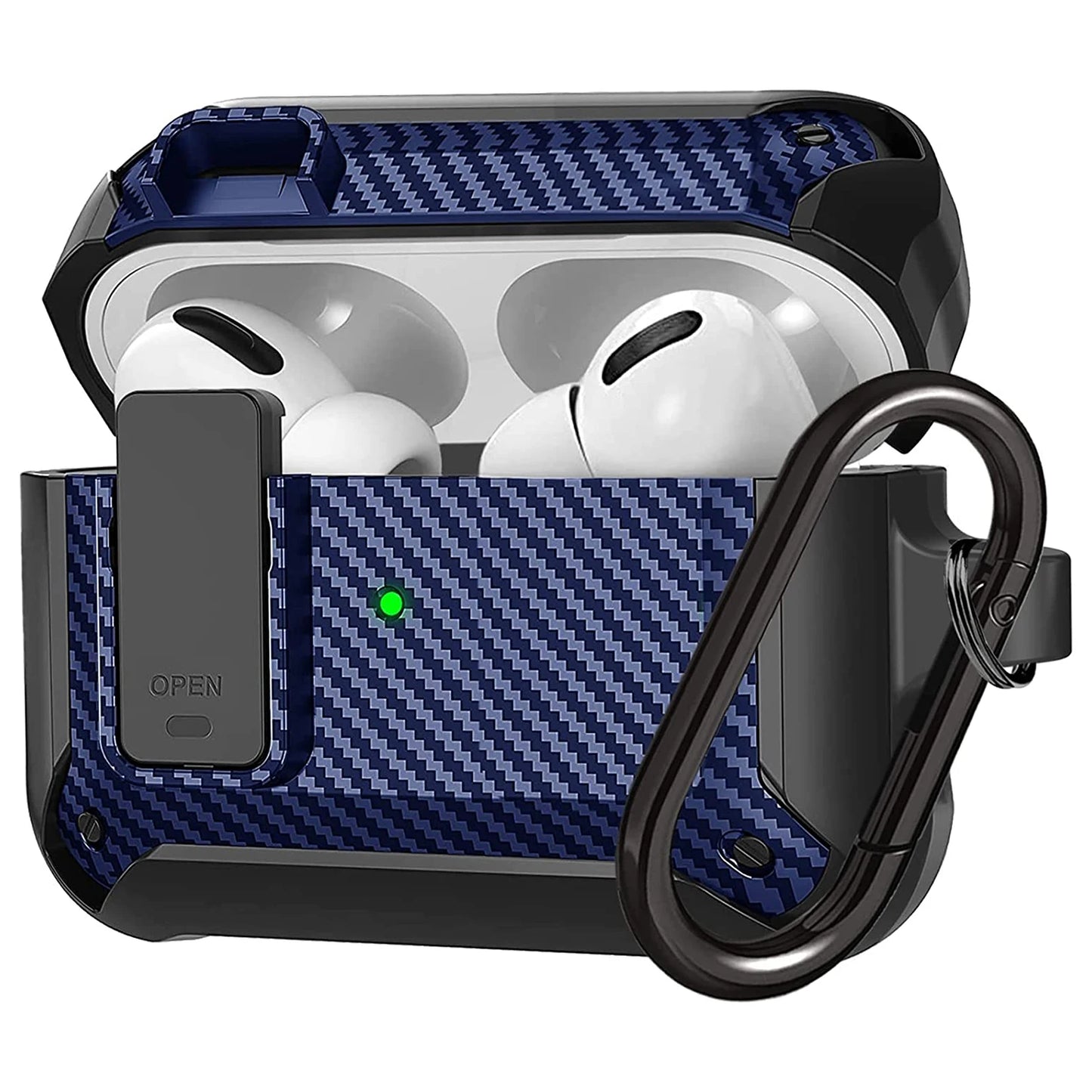 for Airpods Pro 2 Generation 2nd 1st Case Secure Lock Clip Carbon Fiber Hard Shell Case Cover with Keychain for AirPods 3 2 Case