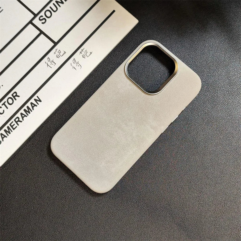 Luxury For MagSafe Fiber Leather Case For iPhone - IDefend