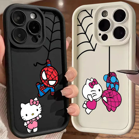 Hello Kitty Spiderman Marvel Phone Case for iPhone 16 Cases iPhone 15 14 13 12 Mini 11 Pro Max 16 Plus XS 15Pro Shockproof Cover