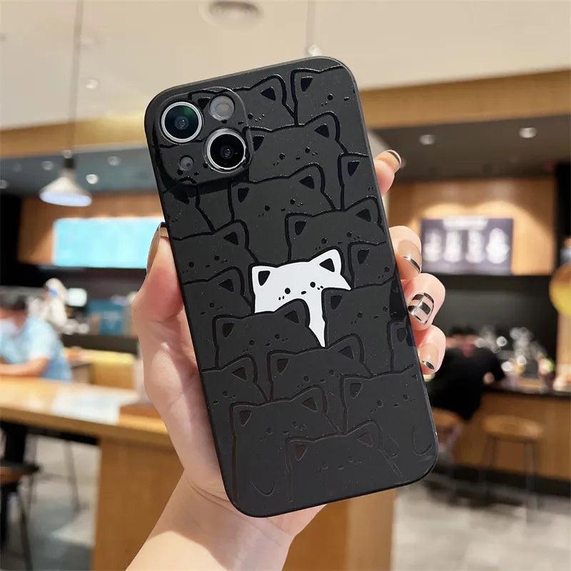 Cute Cartoon Cat Phone Cover For iPhone - IDefend