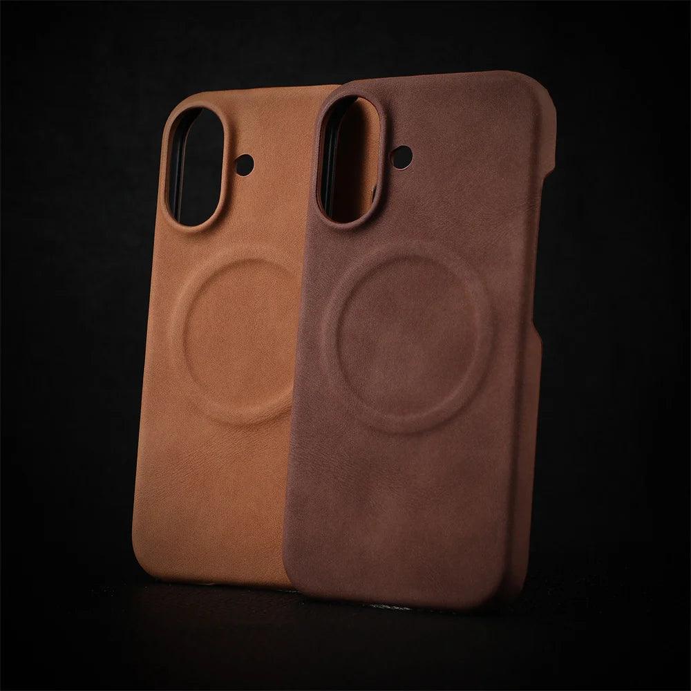 Business Sheepskin Leather Magnetic Phone Case For iPhone - IDefend