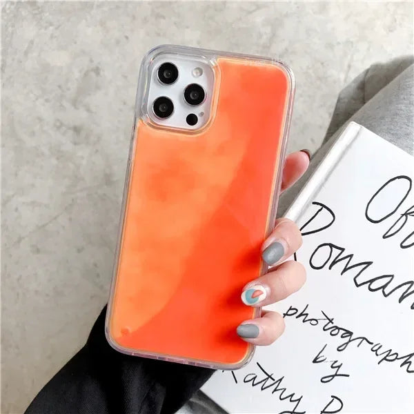 Night Glow Gloss Dynamic Sand Liquid Back Iphone case - IDefend