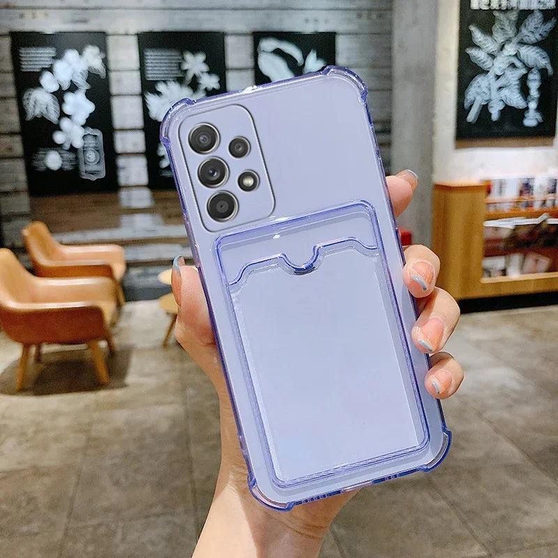 Luxury Card Holder Wallet Clear Case For Samsung - IDefend