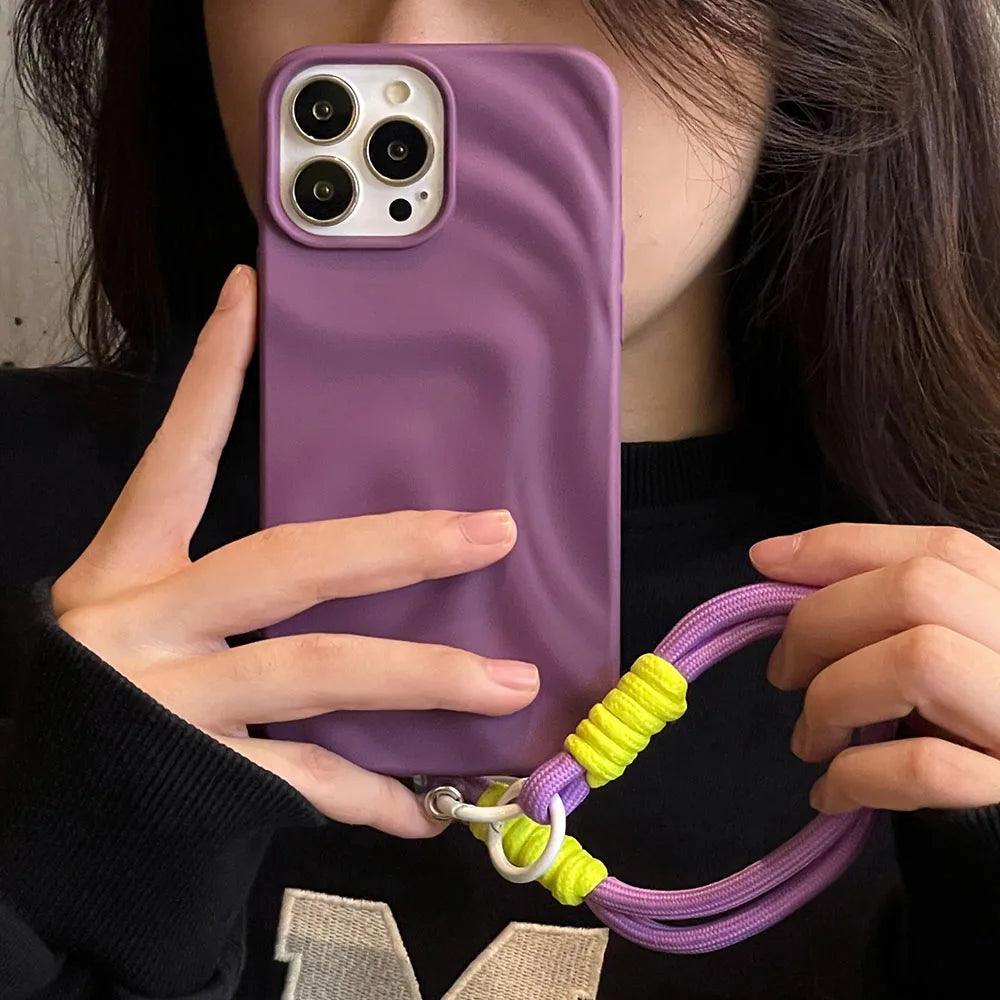 Wrinkle Pleats Colorful Lanyard Case for iPhone - IDefend