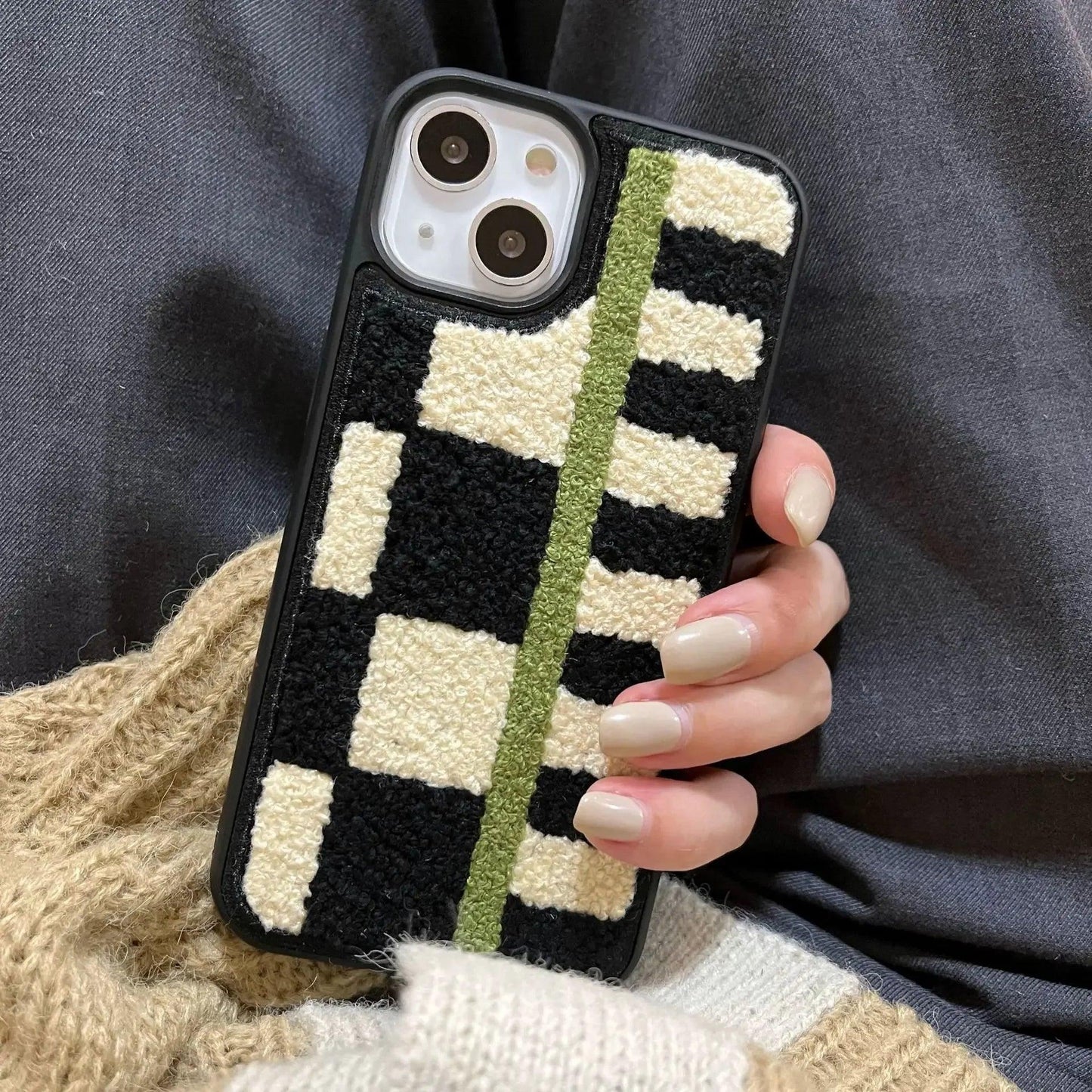 Nichevintage Autumn/winter Plaid Fleece Suitable For iPhone - IDefend
