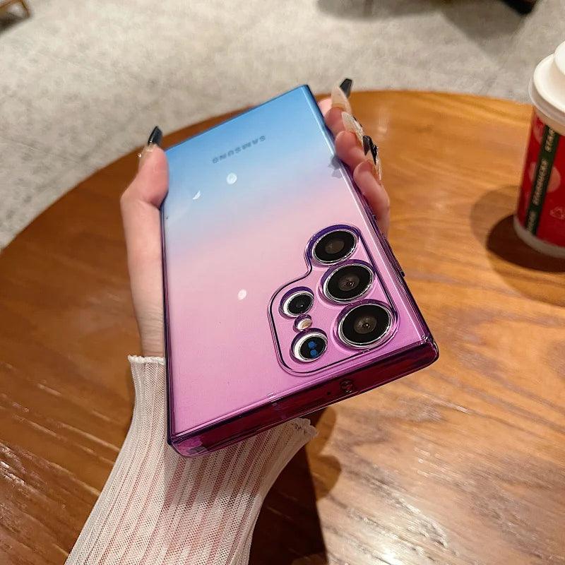 Luxury Square Gradient Color Soft Silicone Phone Case For Samsung - IDefend