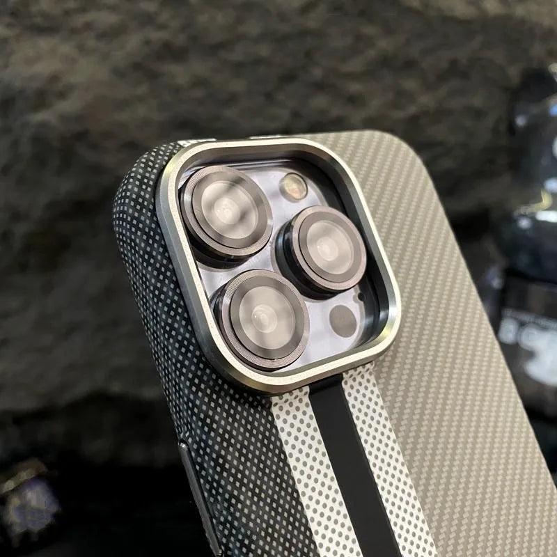 Carbon Fibre Relief Wireless Charging MagSafe Phone Case for iPhone - IDefend