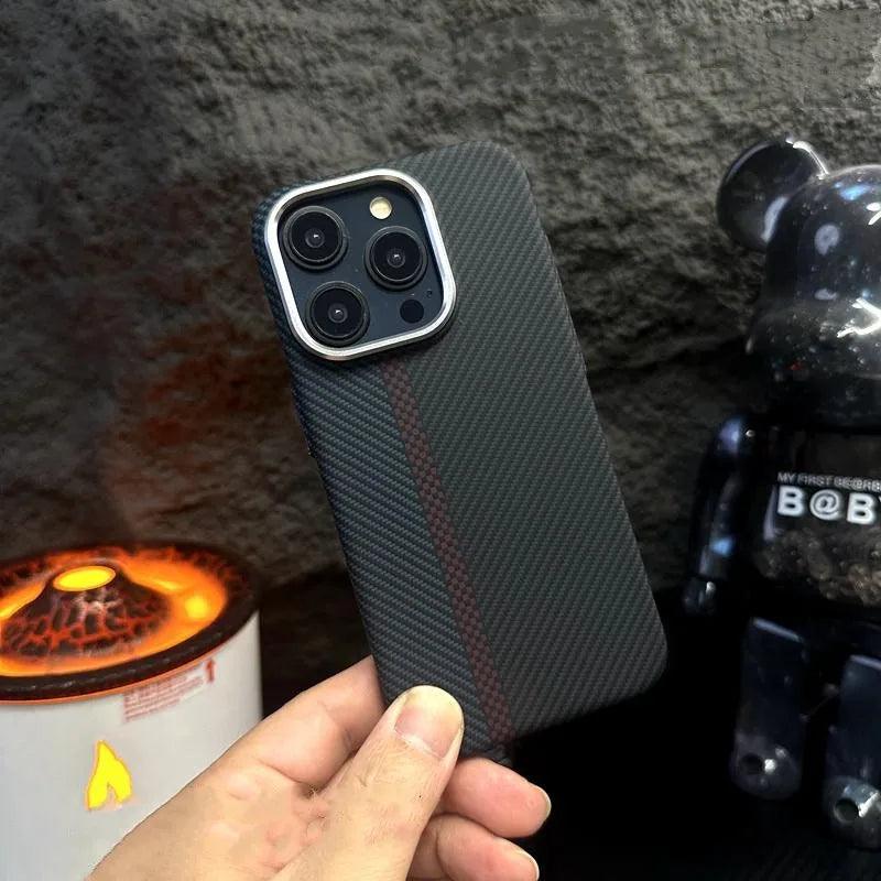 Carbon Fibre Relief Wireless Charging MagSafe Phone Case for iPhone - IDefend