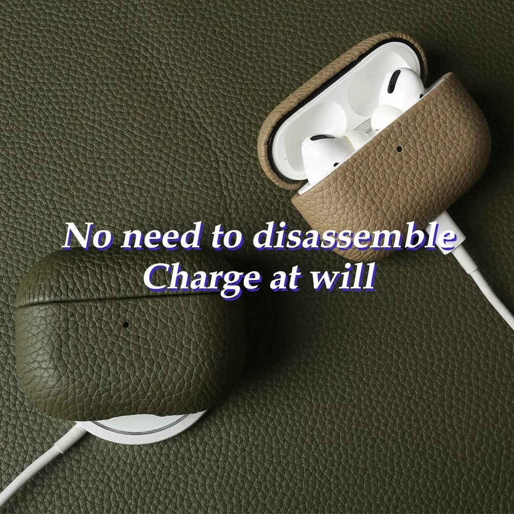 For Airpods Pro Case 100% Genuine Leather Case For Airpods 3 / 2 / Pro2 Protection Box Cases AirPods Case Cowhide Charging Box