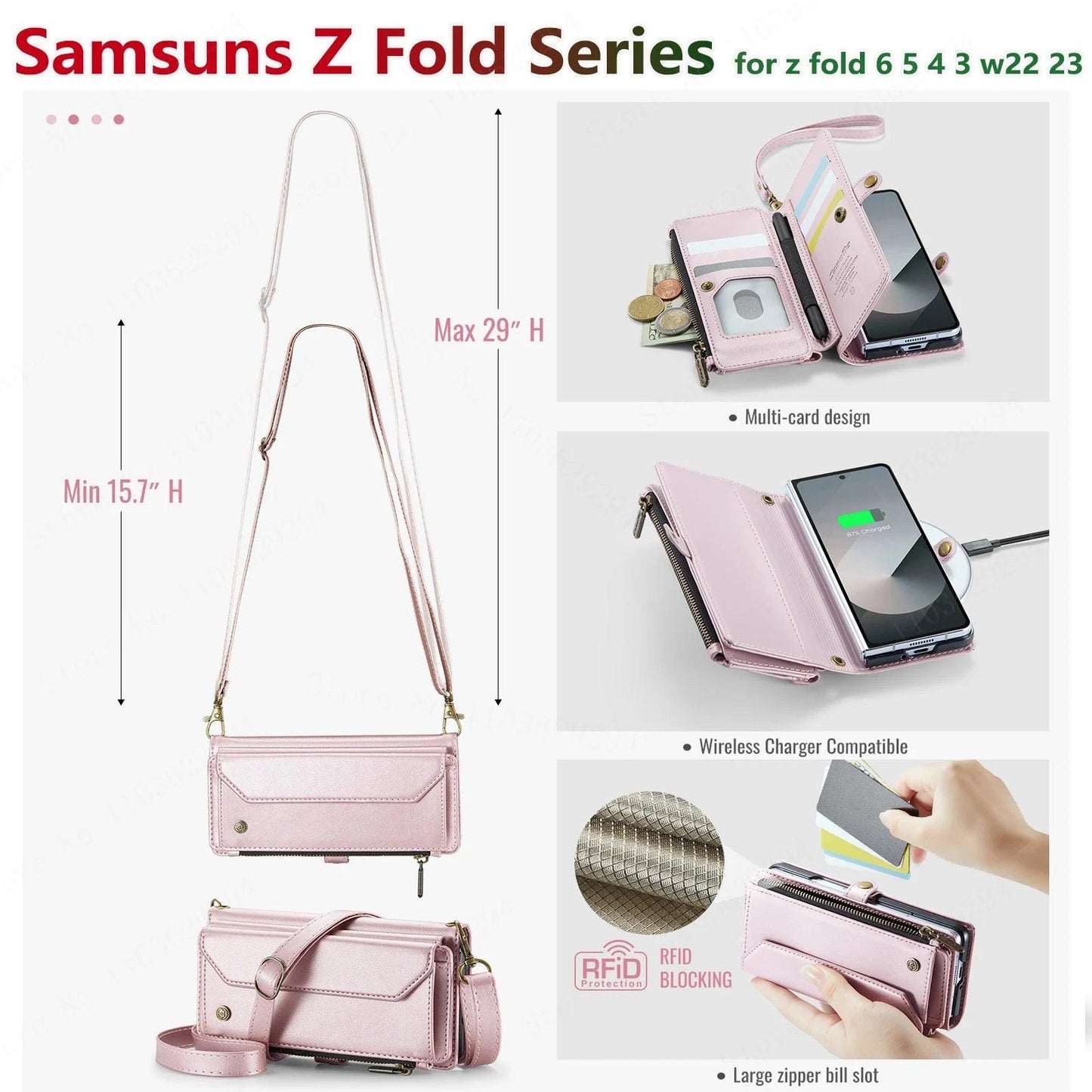 Leather Mobile Phone Case,Card Holder,Crossbody,Protective Cover,Suitable for Samsung Galaxy Z Fold - IDefend