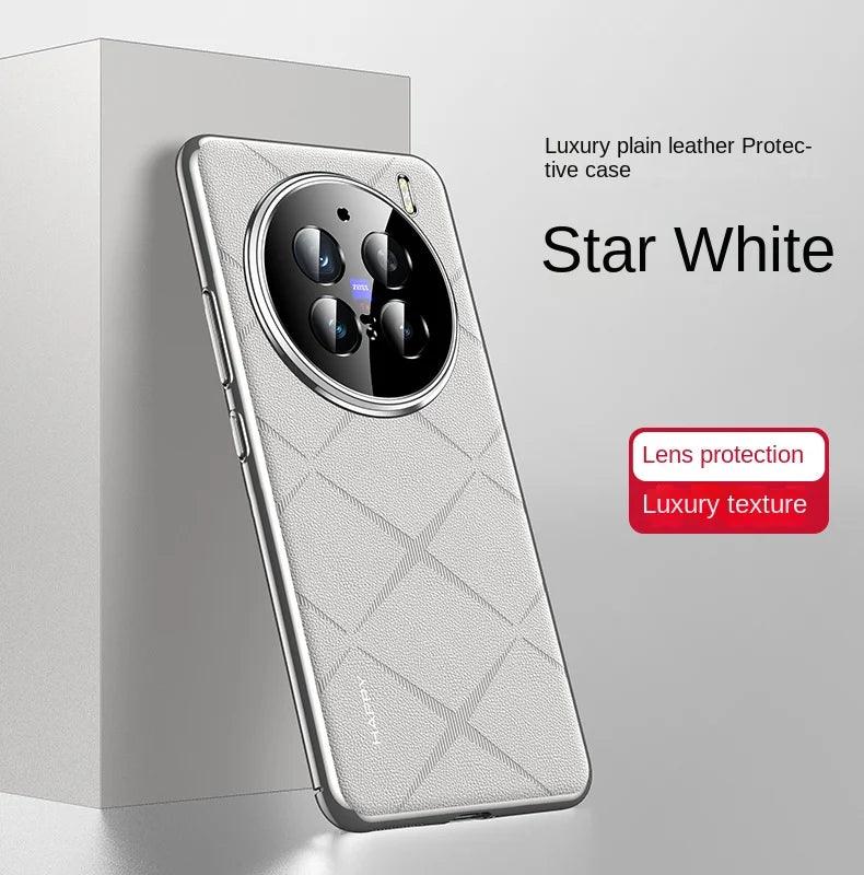 For VIVO X200 Pro Case Luxury Vegan Leather Lens Protective Back Case For VIVO - IDefend
