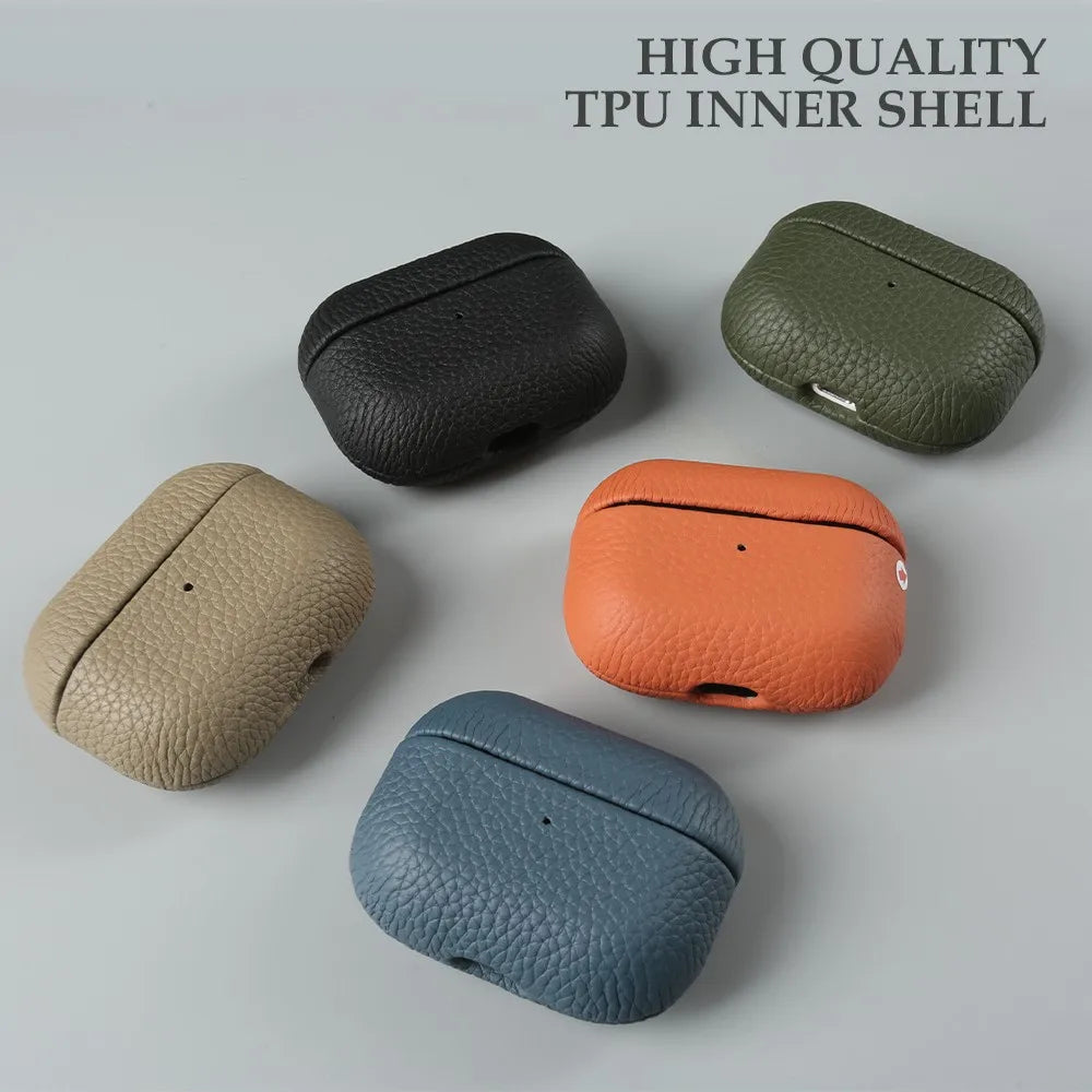 For Airpods Pro Case 100% Genuine Leather Case For Airpods 3 / 2 / Pro2 Protection Box Cases AirPods Case Cowhide Charging Box