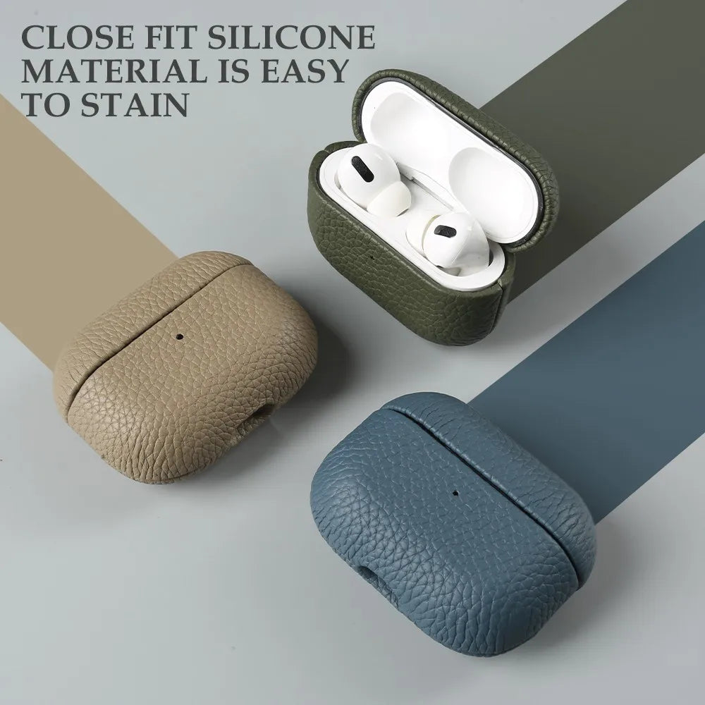 For Airpods Pro Case 100% Genuine Leather Case For Airpods 3 / 2 / Pro2 Protection Box Cases AirPods Case Cowhide Charging Box