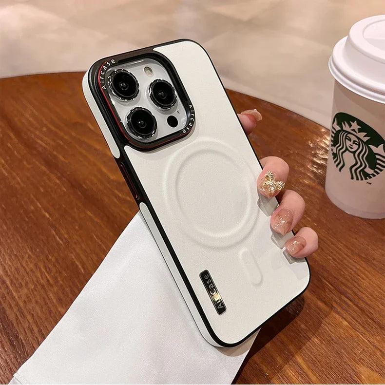 Business Double Color Leather Magsafe Case for iPhone 1 - IDefend