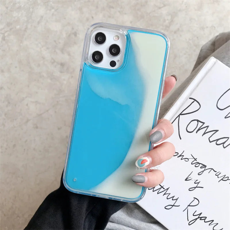 Night Glow Gloss Dynamic Sand Liquid Back Iphone case - IDefend