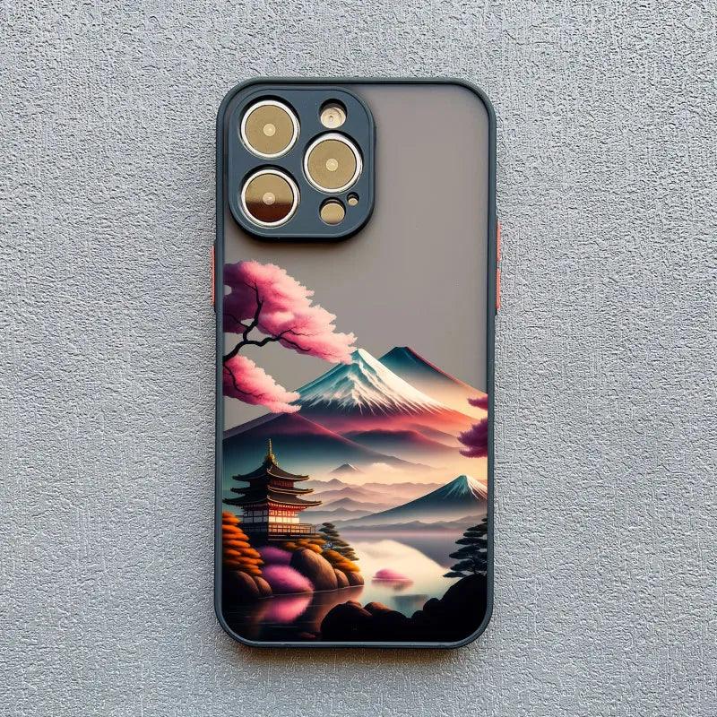 Japanese Aesthetic Mount Fuji Landscape Map Phone Case For iPhone 1 - IDefend