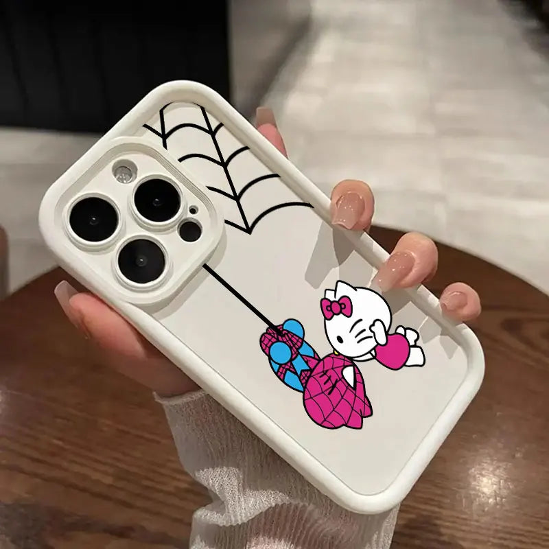Hello Kitty Spiderman Marvel Phone Case for iPhone 16 Cases iPhone 15 14 13 12 Mini 11 Pro Max 16 Plus XS 15Pro Shockproof Cover