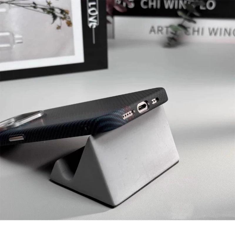 Geometric Carbon Fiber Texture 3D Relief Magsafe Phone Case for iPhone - IDefend