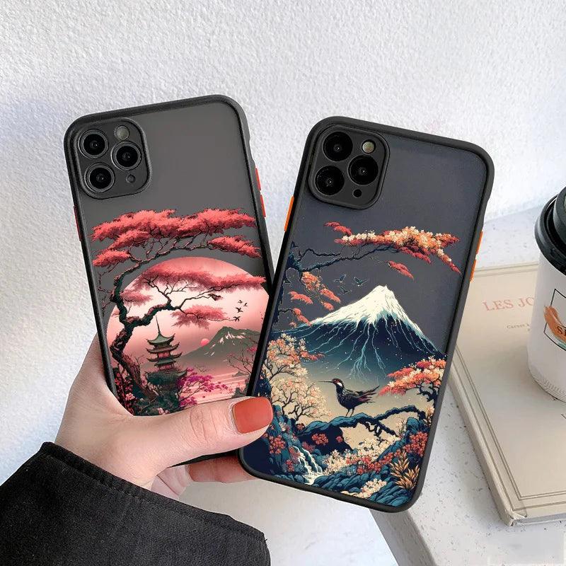 Japanese Aesthetic Mount Fuji Landscape Map Phone Case For iPhone 1 - IDefend