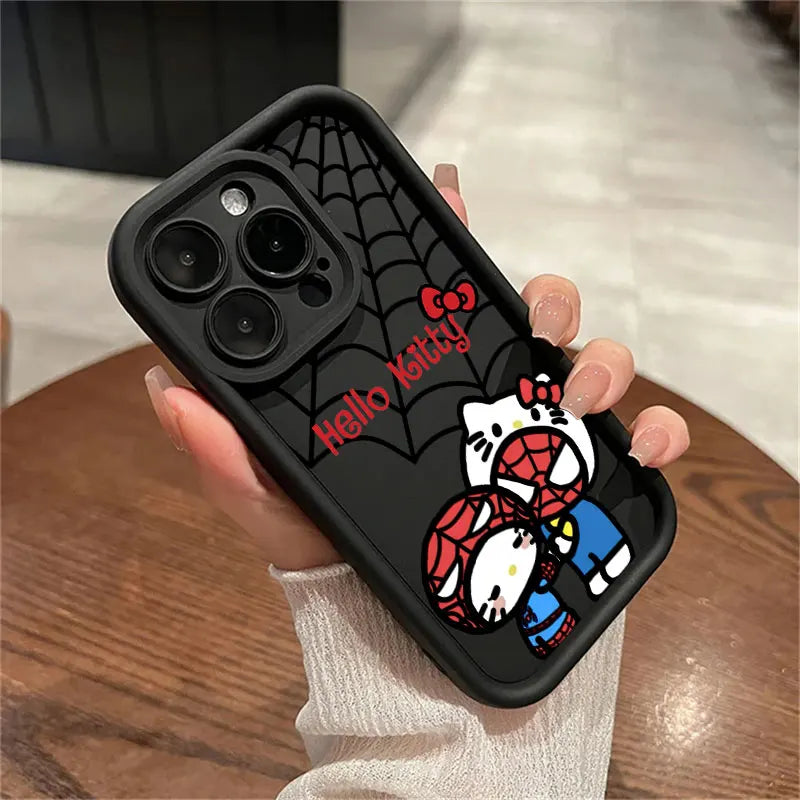 Hello Kitty Spiderman Marvel Phone Case for iPhone 16 Cases iPhone 15 14 13 12 Mini 11 Pro Max 16 Plus XS 15Pro Shockproof Cover