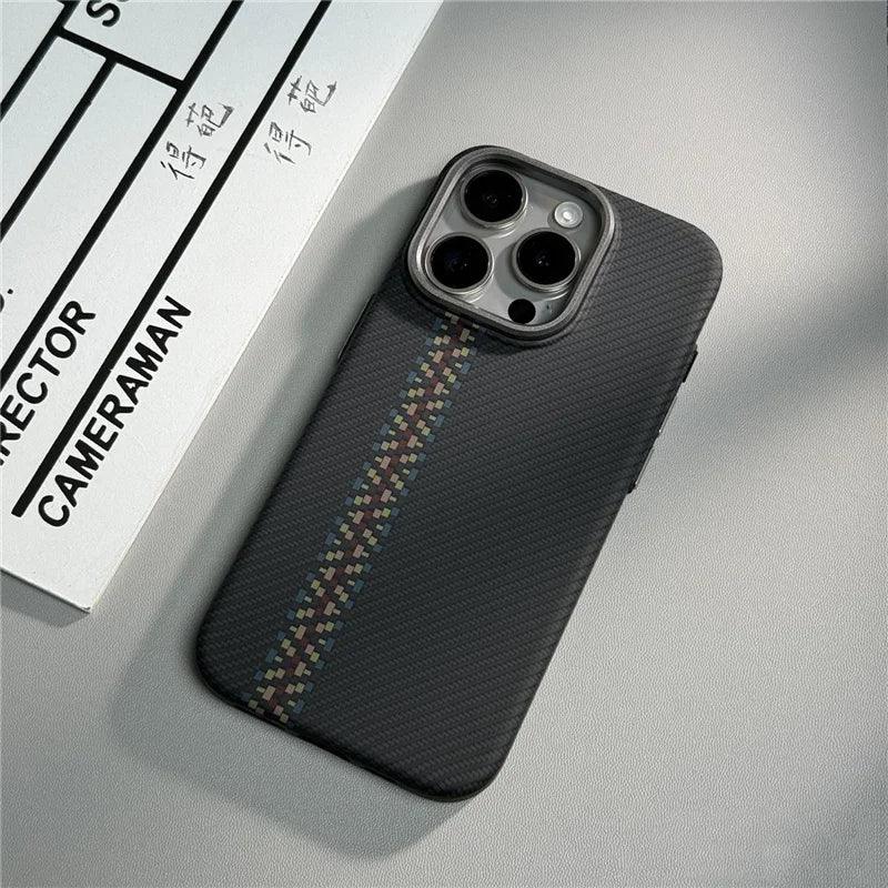 Geometric Carbon Fiber texture 3D Relief Magsafe case for iphone - IDefend