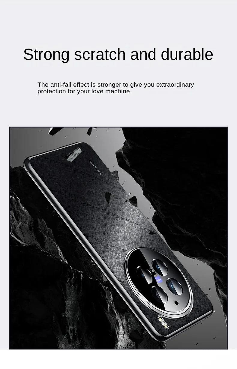For VIVO X200 Pro Case Luxury Vegan Leather Lens Protective Back Case For VIVO - IDefend