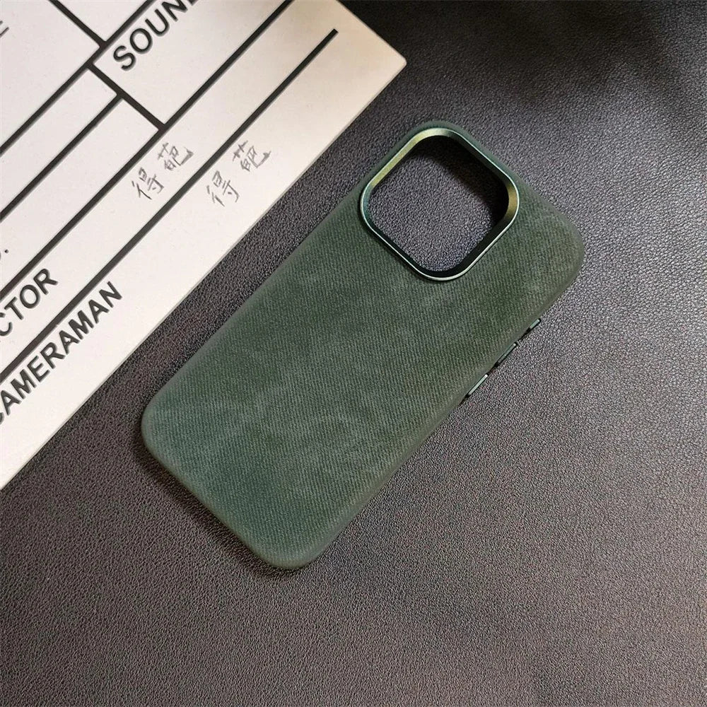 Luxury For MagSafe Fiber Leather Case For iPhone - IDefend
