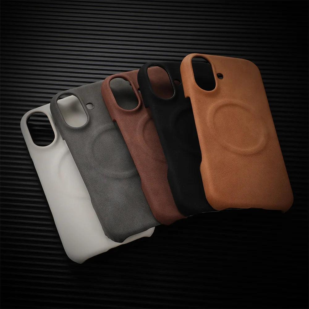 Business Sheepskin Leather Magnetic Phone Case For iPhone - IDefend