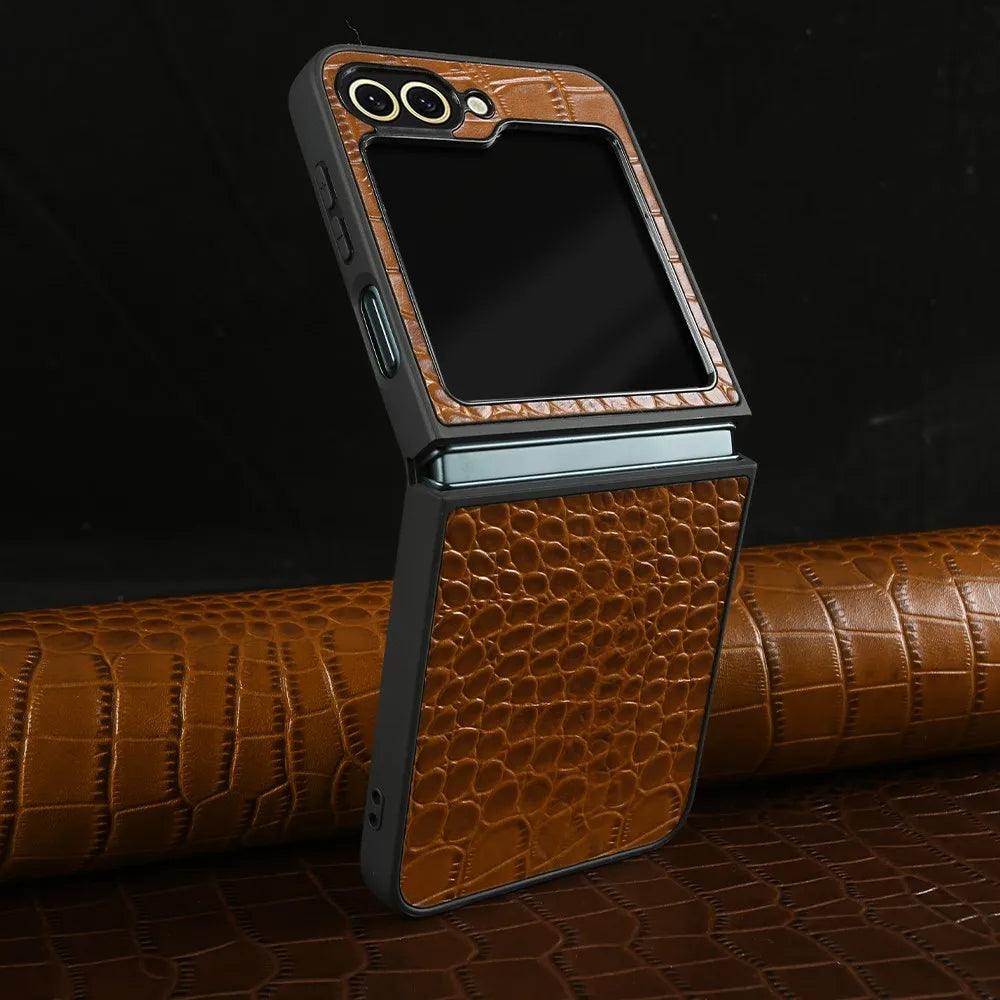 Luxury Hand Crafted Genuine Leather Case For Samsung Galaxy Z Flip - IDefend