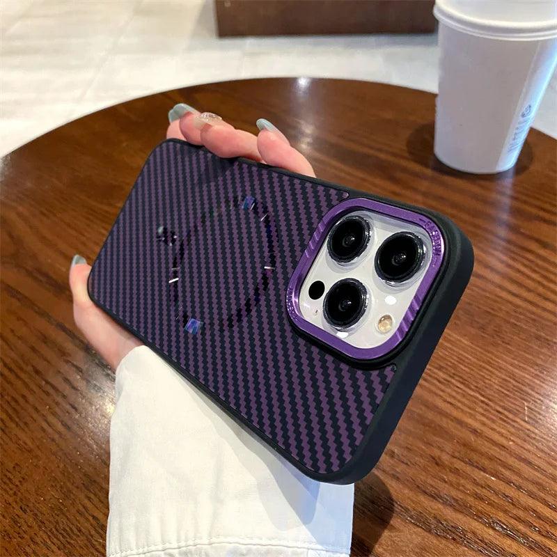 Carbon fiber striped magnetic phone case For iPhone - IDefend