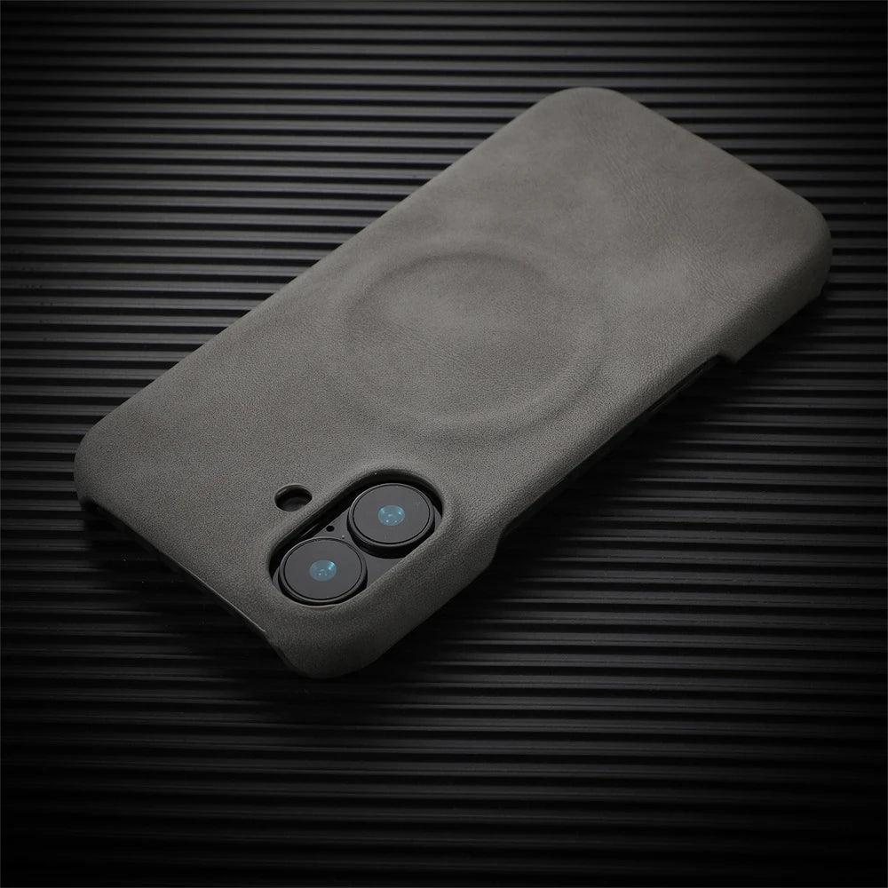 Business Sheepskin Leather Magnetic Phone Case For iPhone - IDefend