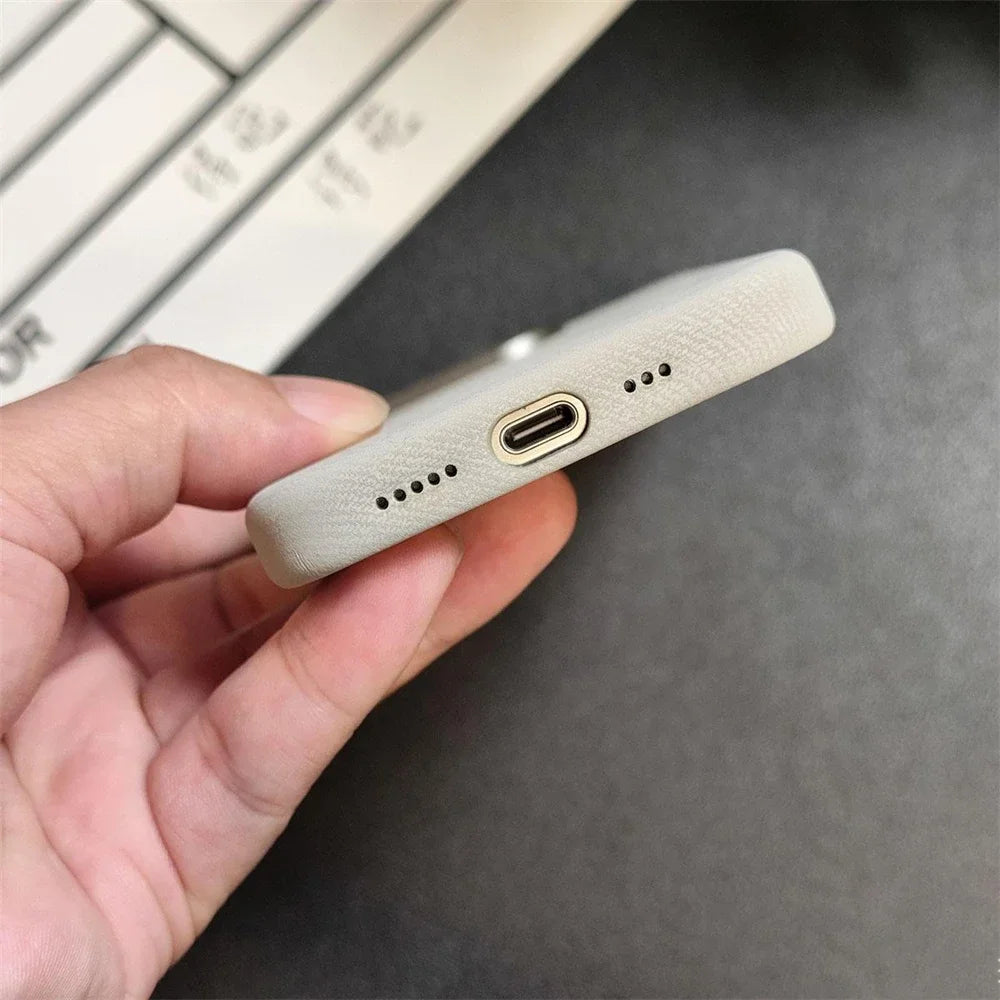 Luxury For MagSafe Fiber Leather Case For iPhone - IDefend