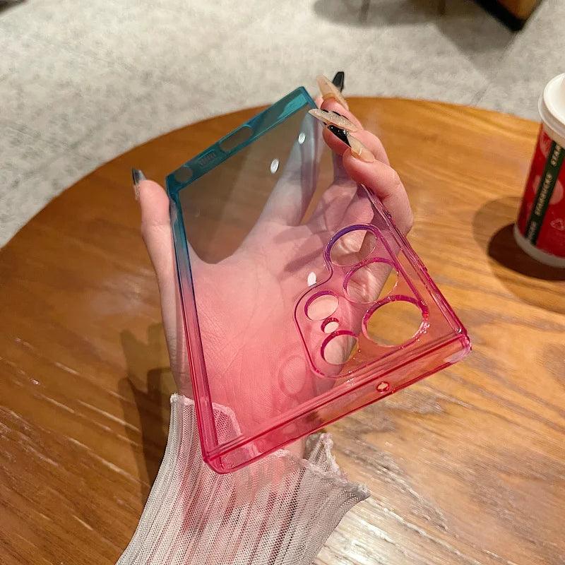 Luxury Square Gradient Color Soft Silicone Phone Case For Samsung - IDefend