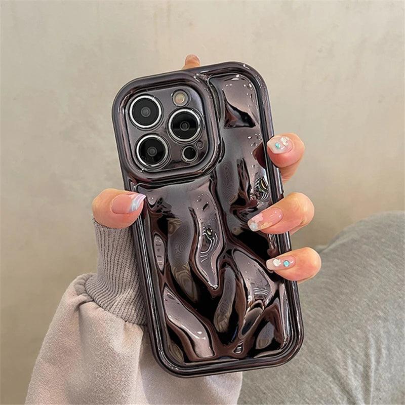 Glossy 3D Meteorite Texture Plating Silver Phone Case For iPhone - IDefend