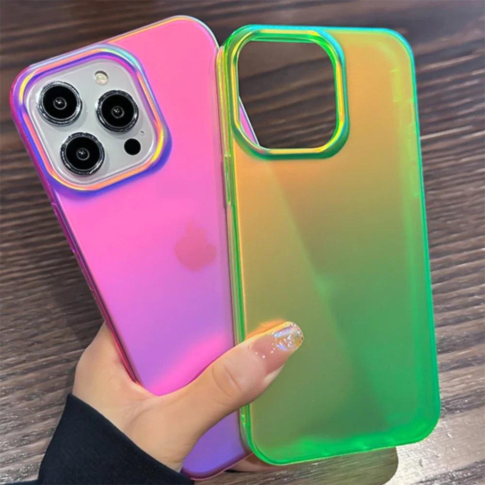Luxury Colorful Laser Matte Clear Silicone Soft Case For iPhone - IDefend